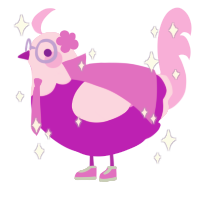 Orchid, a amethyst and lavender chicken with a head pattern