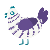 Solar Wind, a white and overcast chicken with a bar pattern