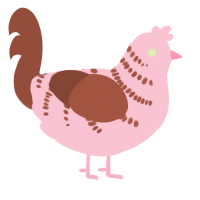 A rose and russet chicken with a half-bar pattern