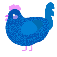 Ultrawave, a ultramarine and sapphire chicken with a double-lace pattern