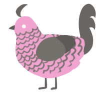 plasteel, a pink and grey chicken with a lace pattern
