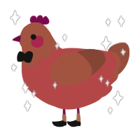 A red and russet chicken with a head pattern