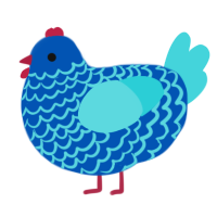 Waterfall, a ultramarine and aqua chicken with a lace pattern