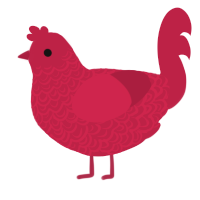 Crimson, a crimson chicken with a double-lace pattern