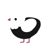 A black and cream chicken with a head pattern