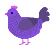 A blurple and overcast chicken with a lace pattern