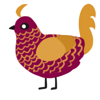 Dragon dancer, a maroon and orange chicken with a lace pattern