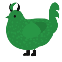Day Tripper, a viridian chicken with a speckle pattern