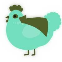 NEEDS NAMER, a mint chicken with a neck-speckle pattern