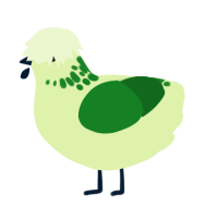 A apple and leaf chicken with a neck-speckle pattern