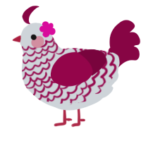 Kevin, a mist and maroon chicken with a lace pattern