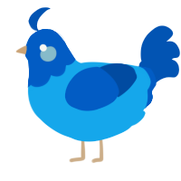 A sky and ultramarine chicken with a head pattern