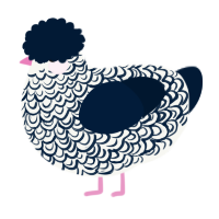 A white and tumblr chicken with a double-lace pattern