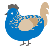 BlueBerry Milk, a sapphire and beige chicken with a half-lace pattern