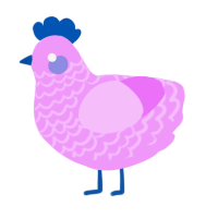 A lavender chicken with a lace pattern