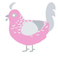 A pink and mist chicken with a half-lace pattern