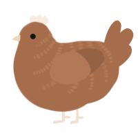 A brown chicken with a half-bar pattern