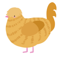 (unnamed), a honey and orange chicken with a bar pattern