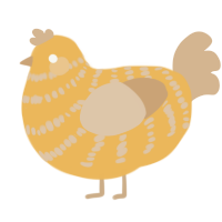 A honey and beige chicken with a bar pattern