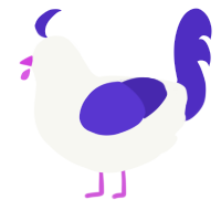 Magic, a white and indigo chicken
