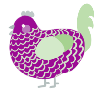A plum and gluppy chicken with a lace pattern