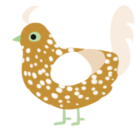A gold and cream chicken with a speckle pattern