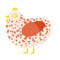 A cream and vermilion chicken with a speckle pattern