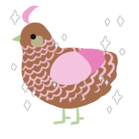 A brown and pink chicken with a lace pattern