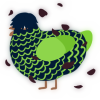 Glowstick, a tumblr and grass chicken with a lace pattern