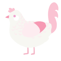 A white and rose chicken with a half-lace pattern