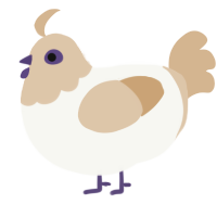 A white and beige chicken with a head pattern