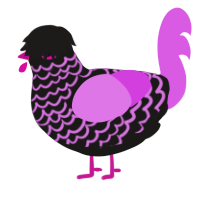 A sable and orchid chicken with a lace pattern
