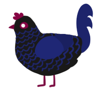 Deep Sea Fish, a sable and navy chicken with a lace pattern