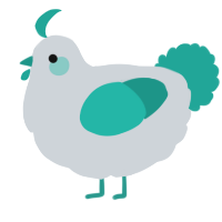 A mist and turquoise chicken