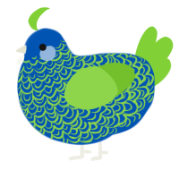 seaweed, a ultramarine and grass chicken with a double-lace pattern
