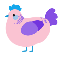 A rose and blurple chicken with a neck-band pattern