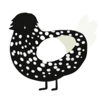 (unnamed), a black and white chicken with a speckle pattern