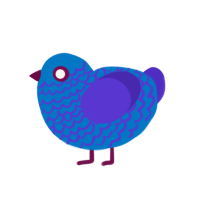 Bumps, a sapphire and indigo chicken with a lace pattern