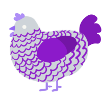 Ourple Lace, a mist and violet chicken with a lace pattern