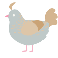 A silver and beige chicken with a half-lace pattern