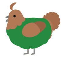 (unnamed), a viridian and brown chicken with a head pattern