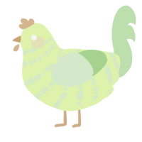 A apple and gluppy chicken with a bar pattern
