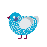 A cerulean and mist chicken with a lace pattern
