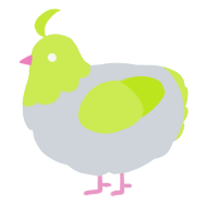 A mist and lime chicken with a head pattern