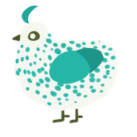 A white and turquoise chicken with a speckle pattern