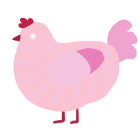 rosepie, a rose and pink chicken with a bar pattern