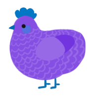 Meeko, a blurple chicken with a lace pattern