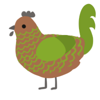 Pistachio, a brown and chartreuse chicken with a lace pattern