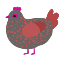 (unnamed), a grey and red chicken with a speckle pattern
