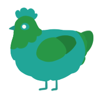 chicken jockey, a turquoise and viridian chicken with a head pattern